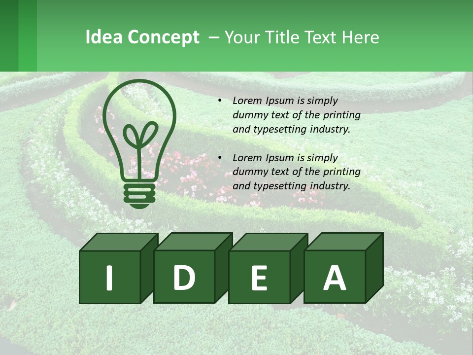 A Green Garden With A Spiral Design In The Center PowerPoint Template