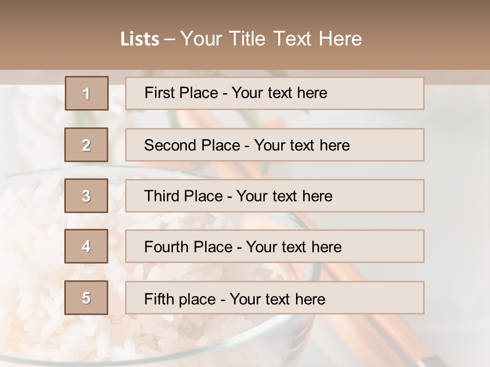 A Bowl Of Rice And Chopsticks On A Table PowerPoint Template