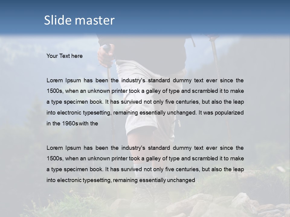 A Man Hiking Up A Hill In The Mountains PowerPoint Template