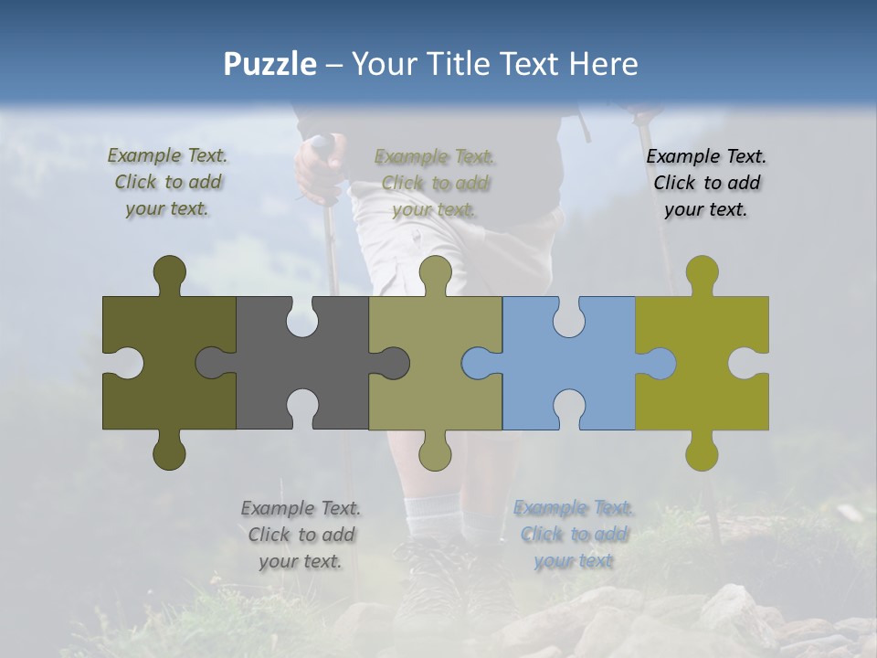 A Man Hiking Up A Hill In The Mountains PowerPoint Template