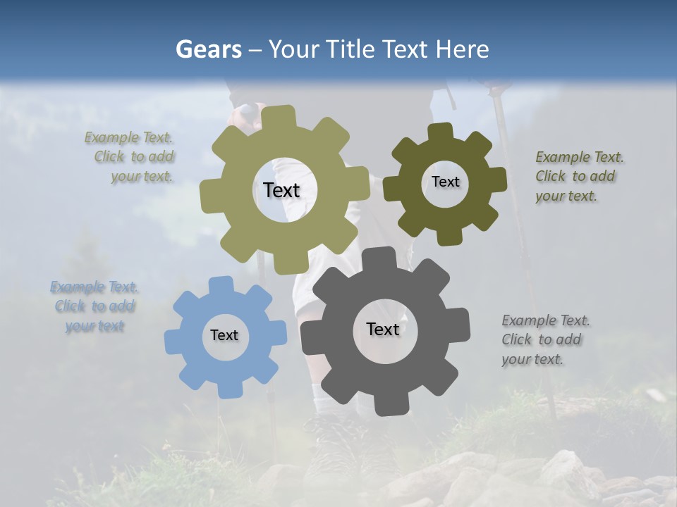 A Man Hiking Up A Hill In The Mountains PowerPoint Template
