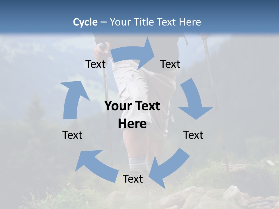 A Man Hiking Up A Hill In The Mountains PowerPoint Template