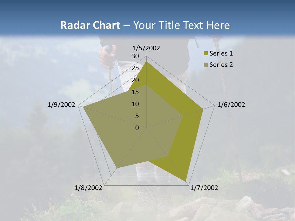 A Man Hiking Up A Hill In The Mountains PowerPoint Template