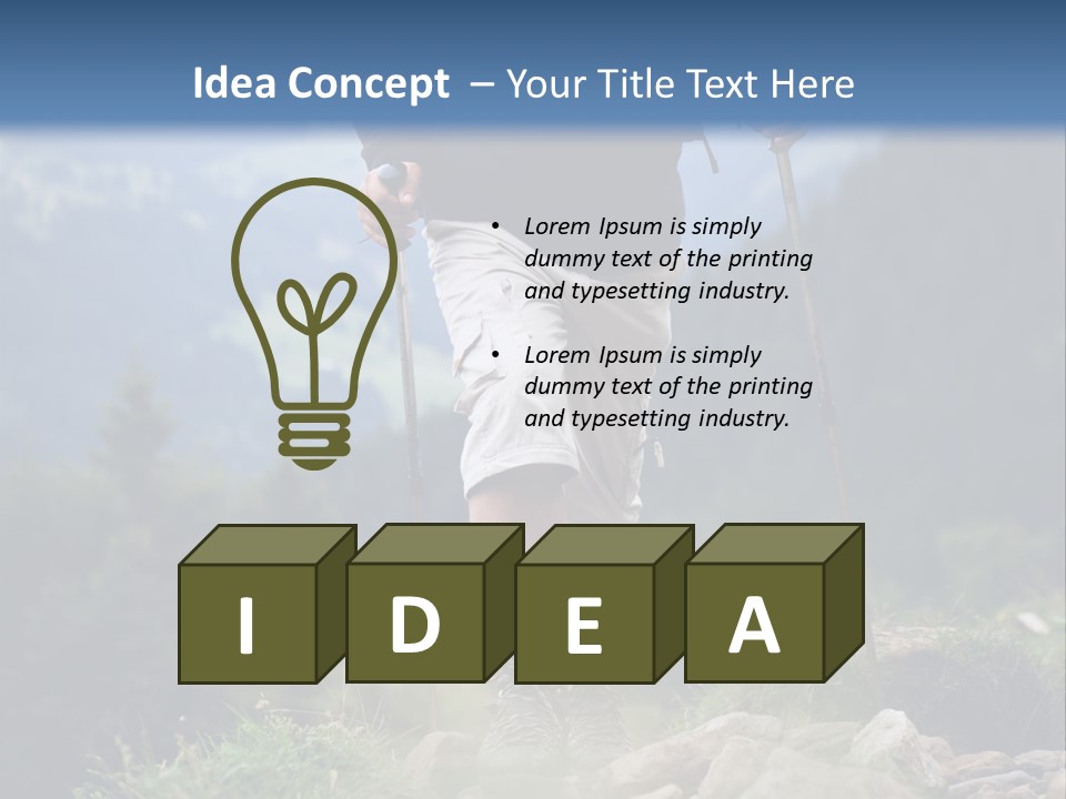 A Man Hiking Up A Hill In The Mountains PowerPoint Template