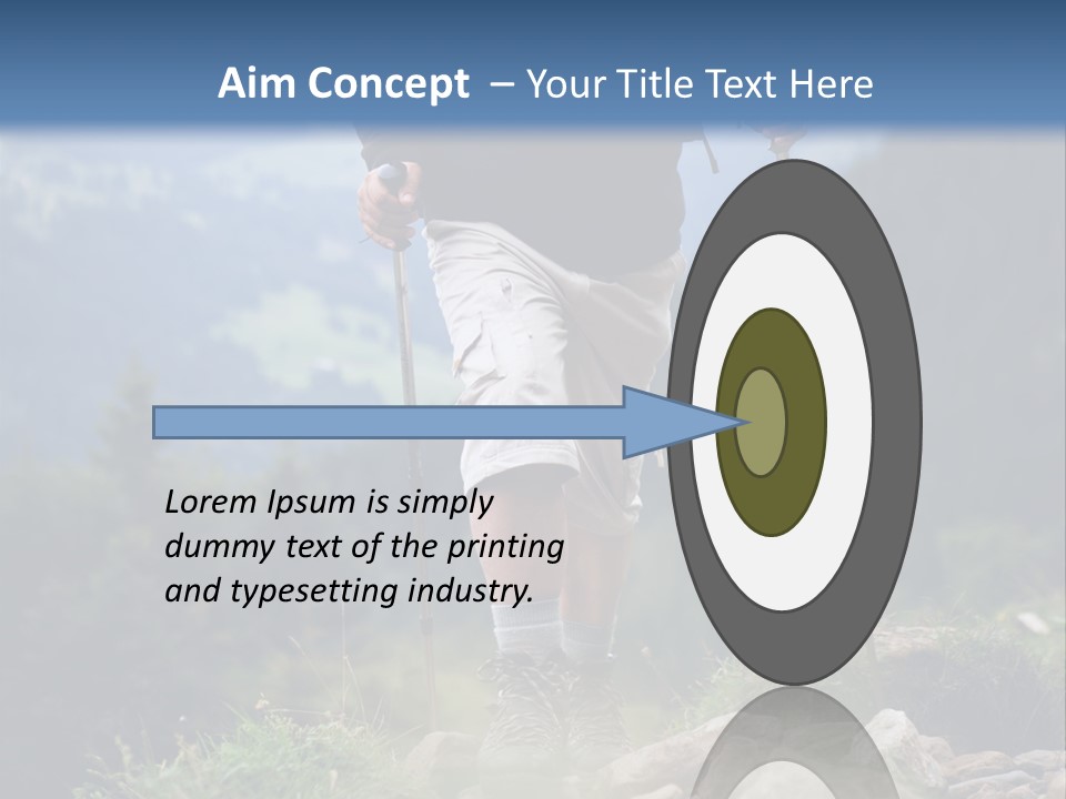 A Man Hiking Up A Hill In The Mountains PowerPoint Template