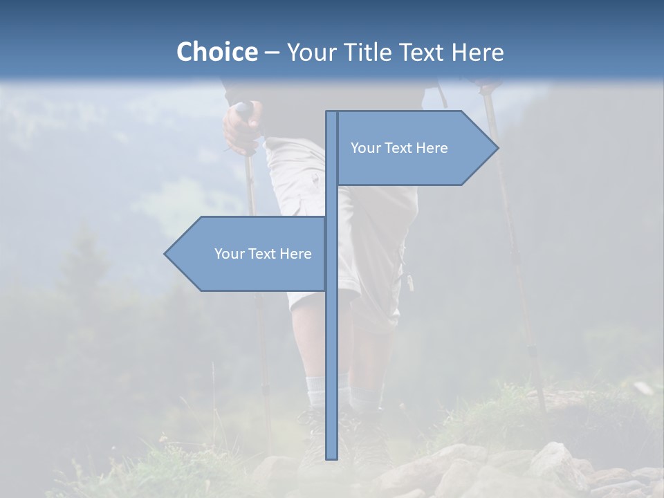 A Man Hiking Up A Hill In The Mountains PowerPoint Template