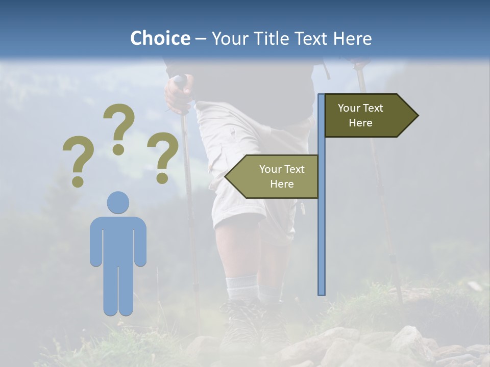 A Man Hiking Up A Hill In The Mountains PowerPoint Template