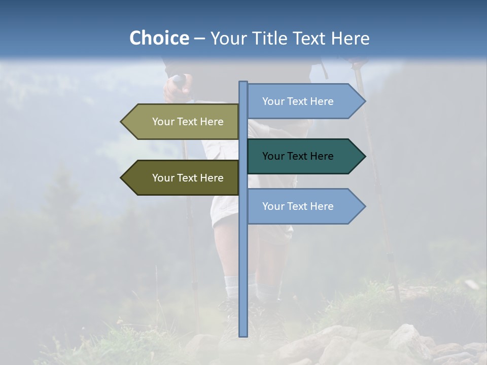 A Man Hiking Up A Hill In The Mountains PowerPoint Template
