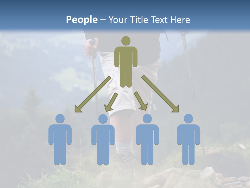 A Man Hiking Up A Hill In The Mountains PowerPoint Template