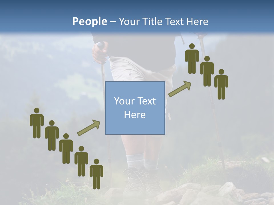 A Man Hiking Up A Hill In The Mountains PowerPoint Template