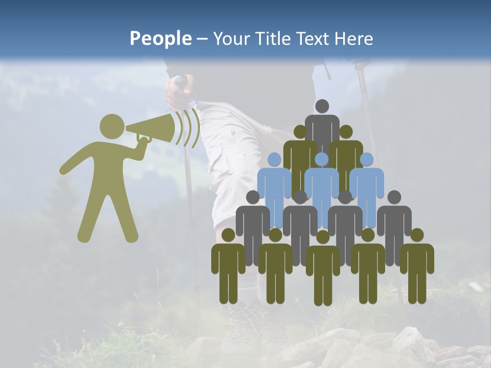 A Man Hiking Up A Hill In The Mountains PowerPoint Template