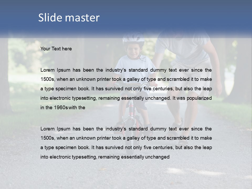 A Man Teaching A Boy How To Ride A Bike PowerPoint Template