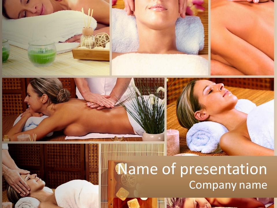 A Collage Of Pictures Of A Woman Getting A Massage PowerPoint Template