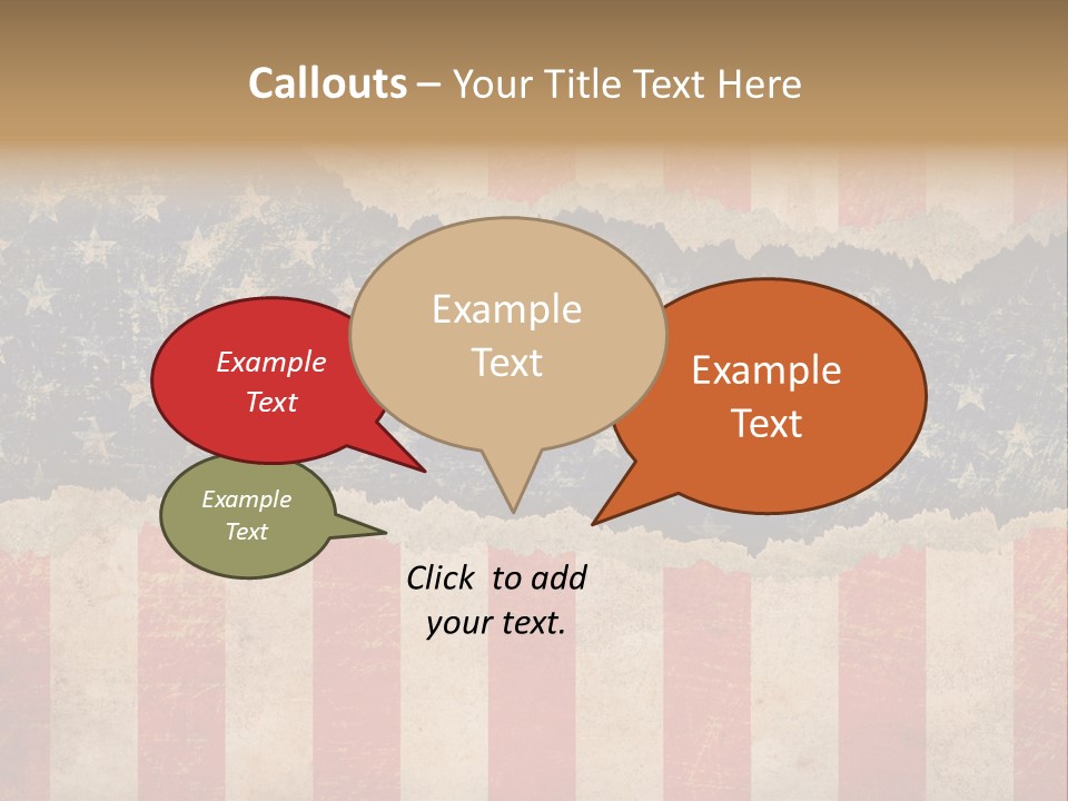 A Torn American Flag With The Words Name Of Presentation On It PowerPoint Template