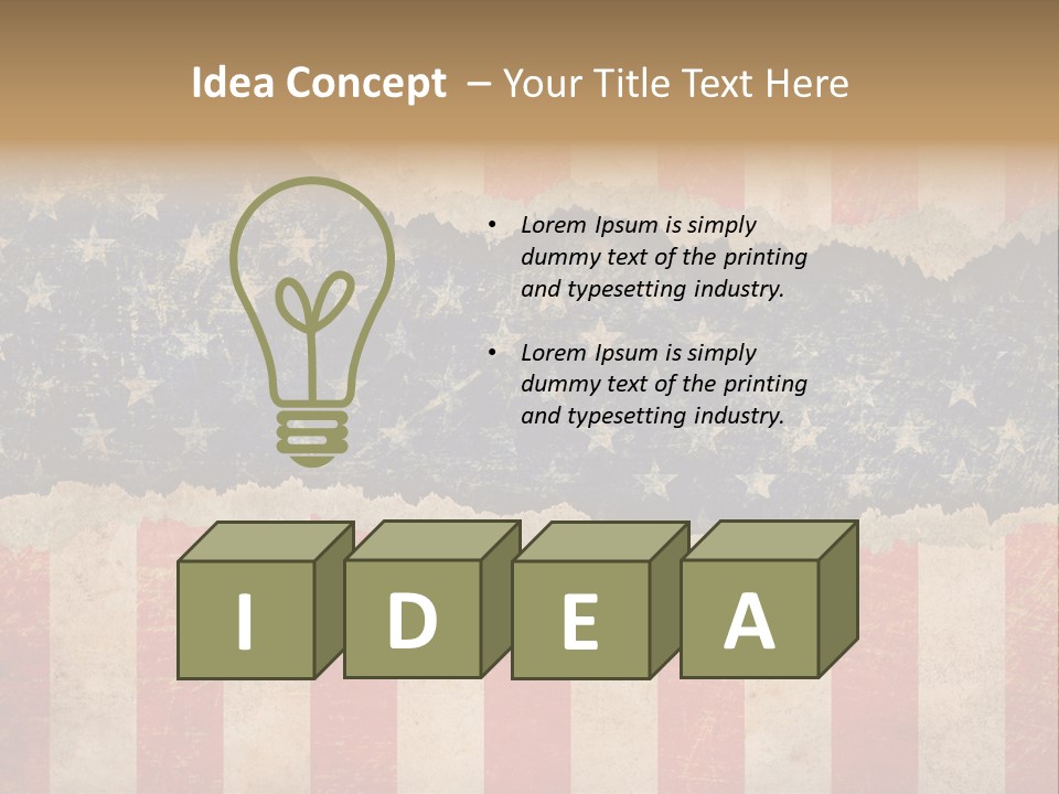 A Torn American Flag With The Words Name Of Presentation On It PowerPoint Template