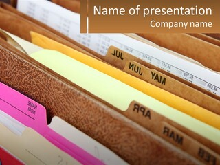 File Folders With Name Of Presentation On Them PowerPoint Template