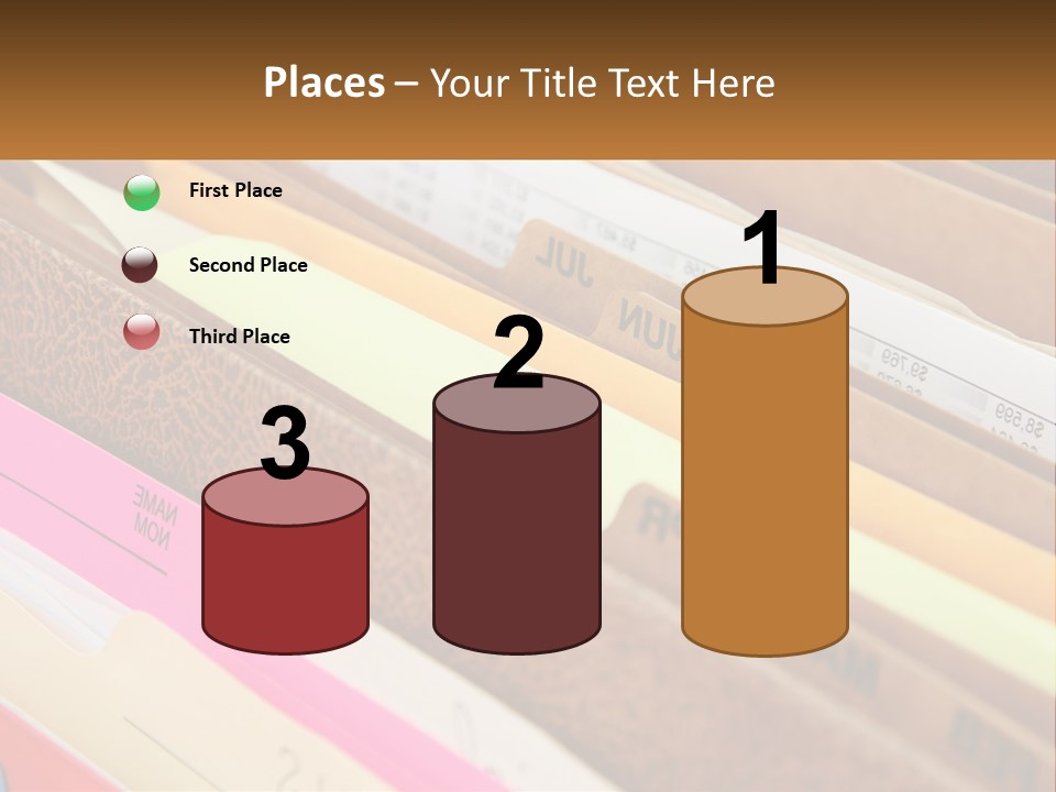 File Folders With Name Of Presentation On Them PowerPoint Template