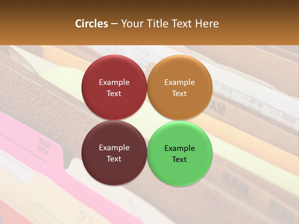 File Folders With Name Of Presentation On Them PowerPoint Template