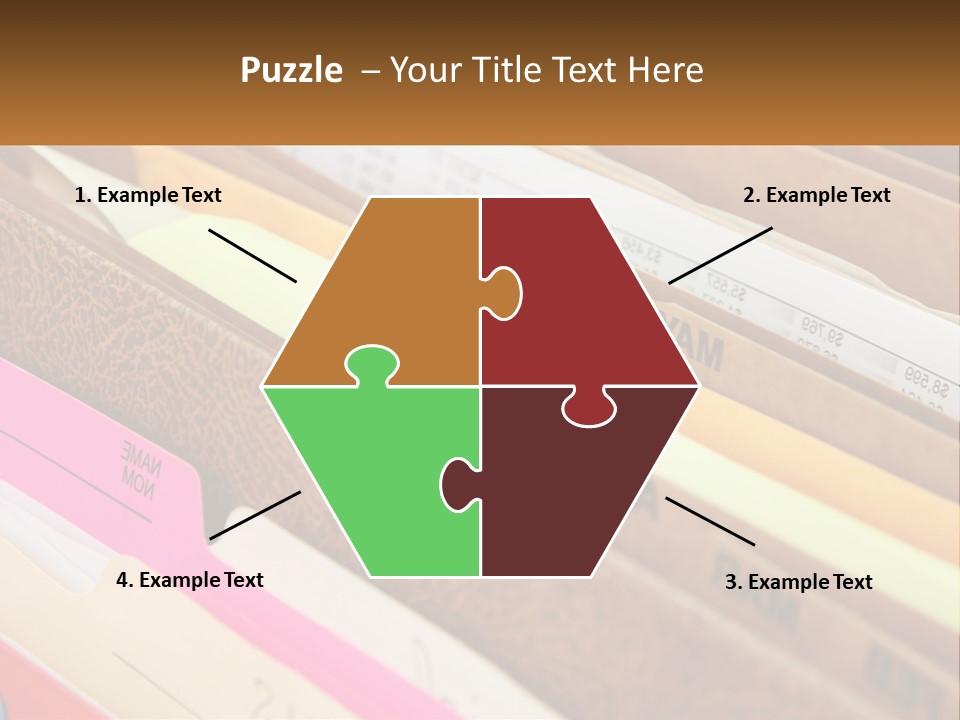 File Folders With Name Of Presentation On Them PowerPoint Template