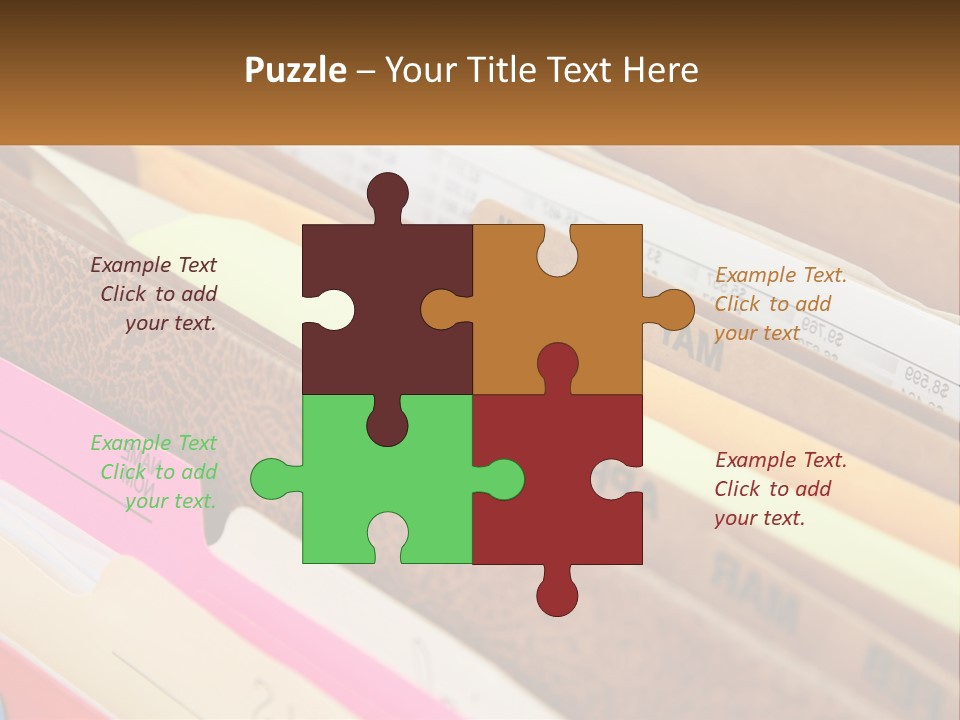 File Folders With Name Of Presentation On Them PowerPoint Template