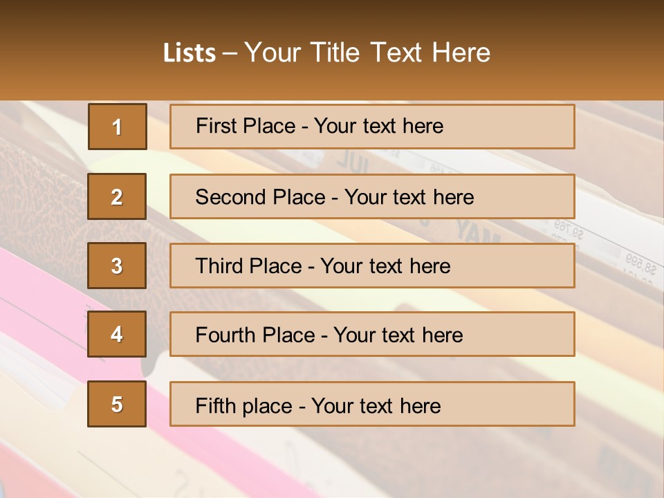 File Folders With Name Of Presentation On Them PowerPoint Template