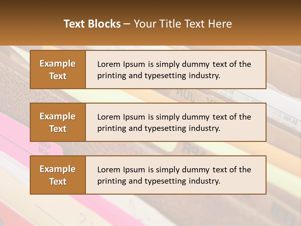 File Folders With Name Of Presentation On Them PowerPoint Template