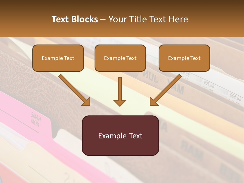 File Folders With Name Of Presentation On Them PowerPoint Template
