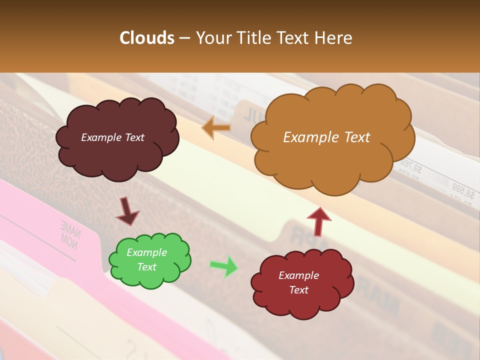File Folders With Name Of Presentation On Them PowerPoint Template