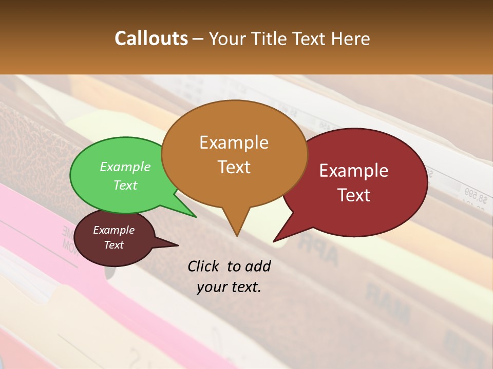 File Folders With Name Of Presentation On Them PowerPoint Template