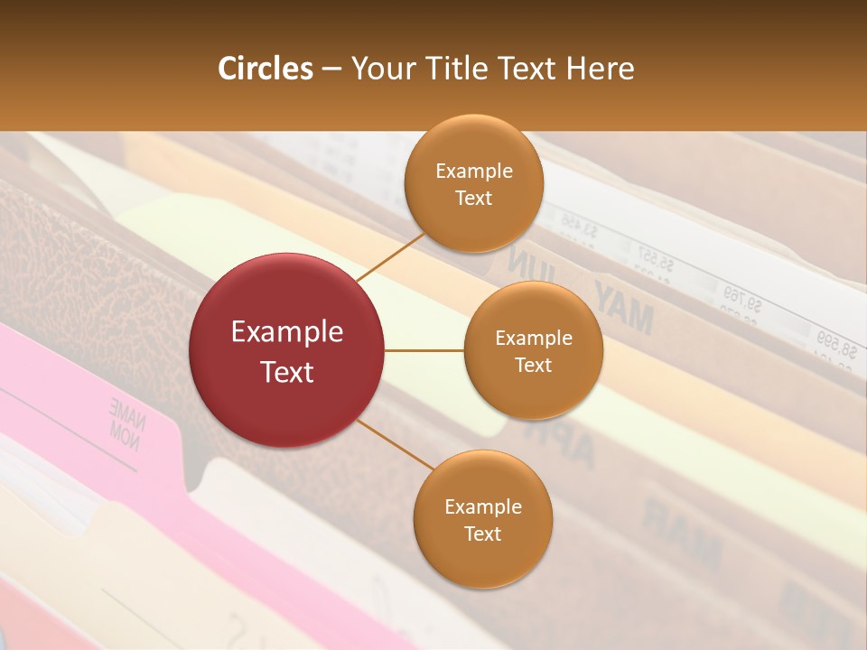 File Folders With Name Of Presentation On Them PowerPoint Template