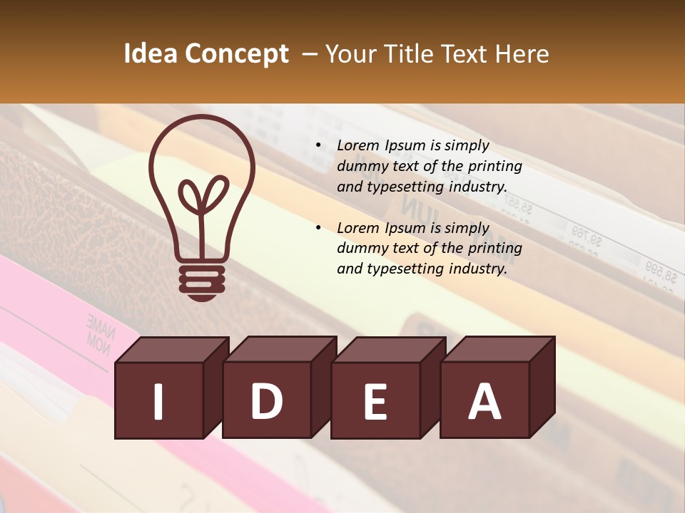 File Folders With Name Of Presentation On Them PowerPoint Template