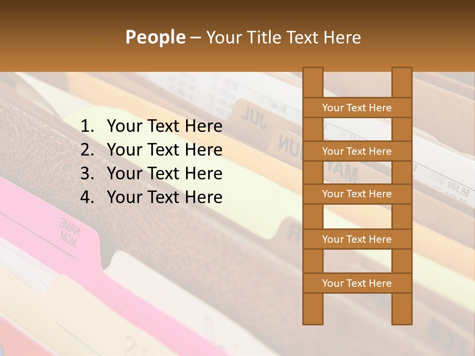 File Folders With Name Of Presentation On Them PowerPoint Template