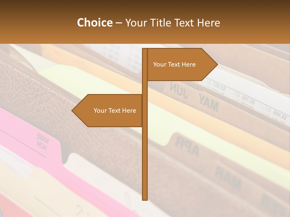 File Folders With Name Of Presentation On Them PowerPoint Template