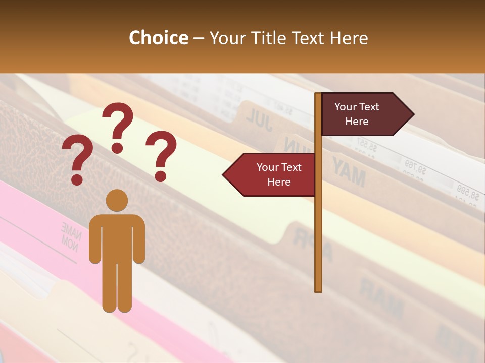 File Folders With Name Of Presentation On Them PowerPoint Template
