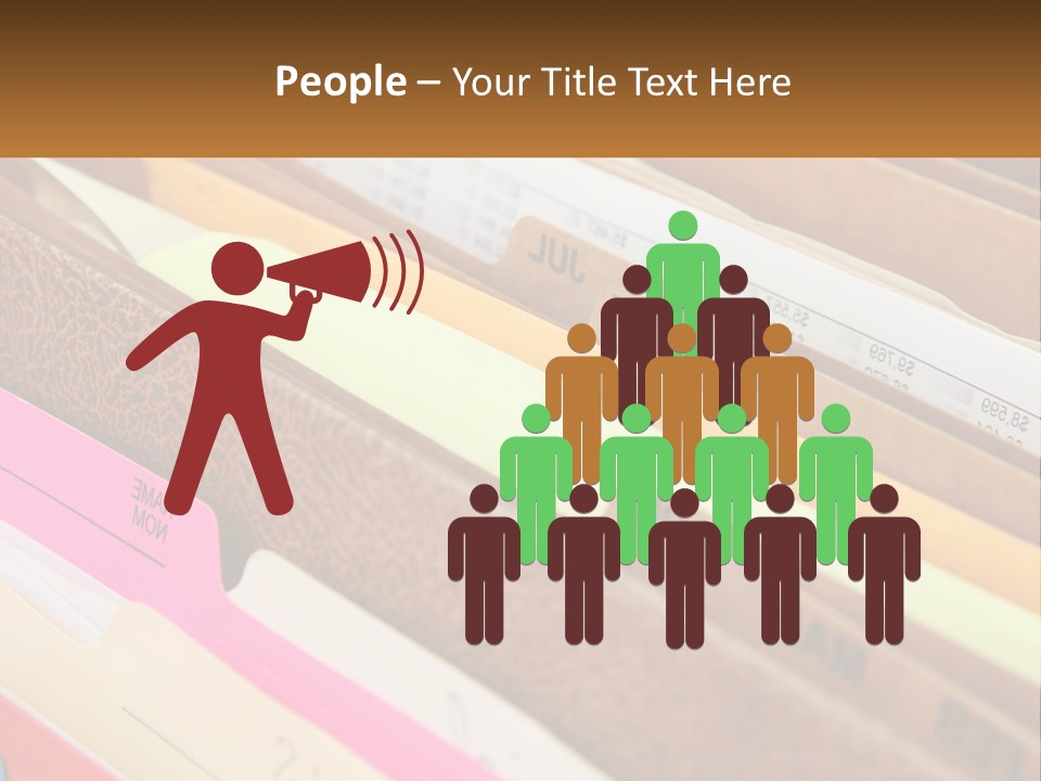 File Folders With Name Of Presentation On Them PowerPoint Template