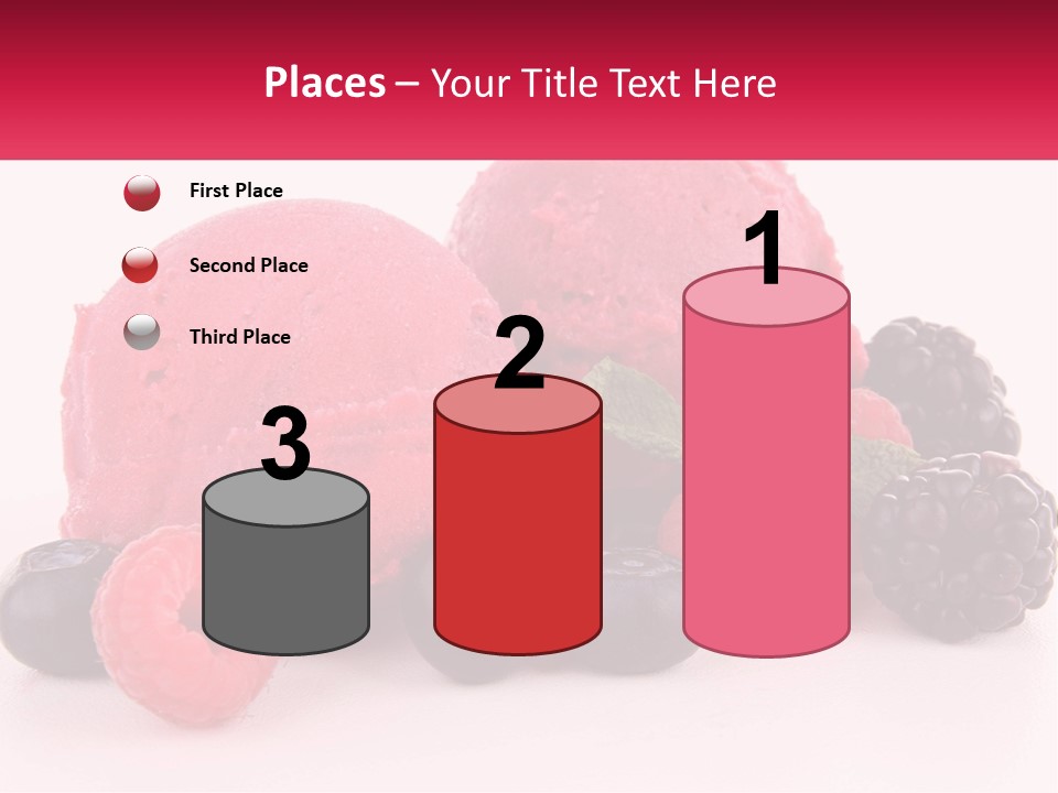 A Scoop Of Ice Cream Surrounded By Berries And Raspberries PowerPoint Template