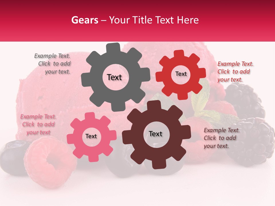 A Scoop Of Ice Cream Surrounded By Berries And Raspberries PowerPoint Template