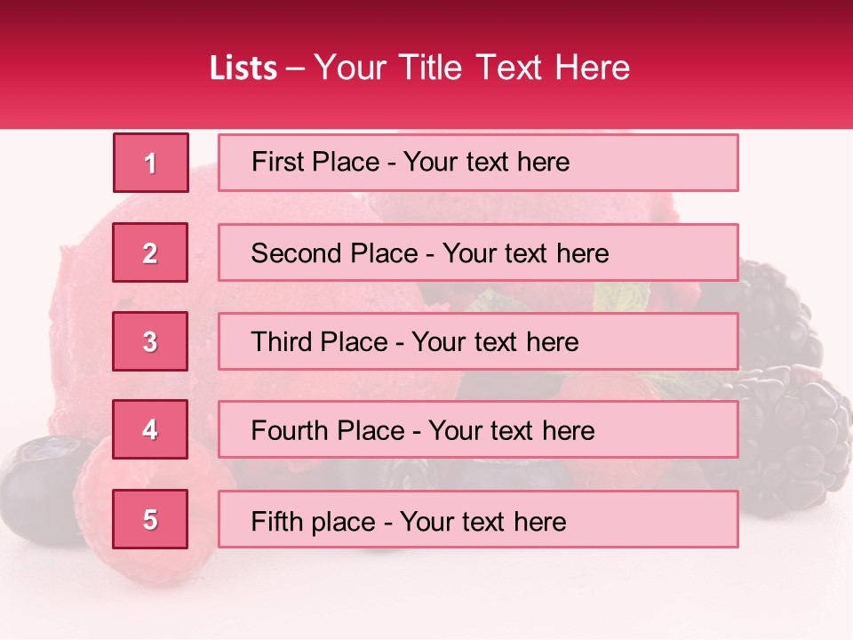 A Scoop Of Ice Cream Surrounded By Berries And Raspberries PowerPoint Template