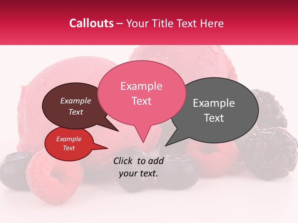 A Scoop Of Ice Cream Surrounded By Berries And Raspberries PowerPoint Template