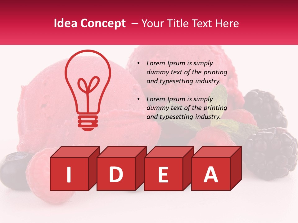 A Scoop Of Ice Cream Surrounded By Berries And Raspberries PowerPoint Template