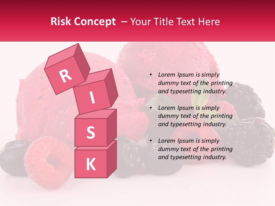 A Scoop Of Ice Cream Surrounded By Berries And Raspberries PowerPoint Template