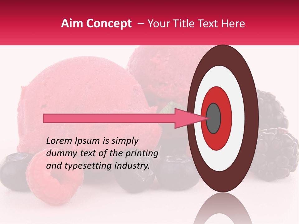 A Scoop Of Ice Cream Surrounded By Berries And Raspberries PowerPoint Template