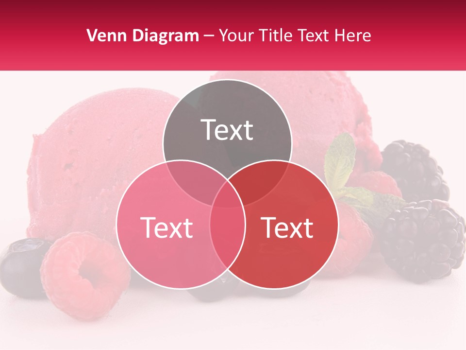 A Scoop Of Ice Cream Surrounded By Berries And Raspberries PowerPoint Template