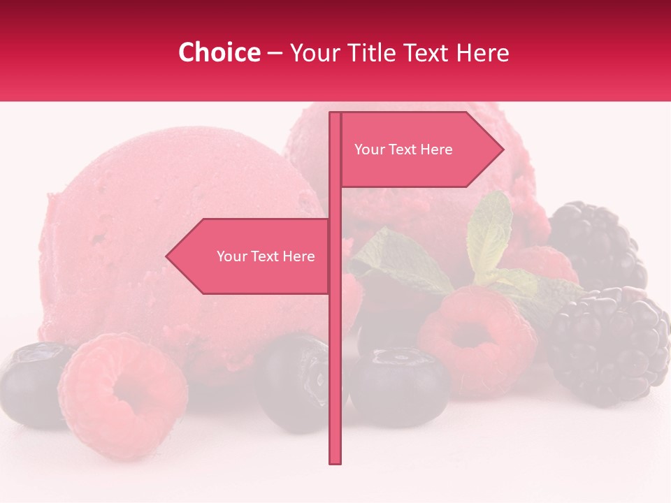 A Scoop Of Ice Cream Surrounded By Berries And Raspberries PowerPoint Template