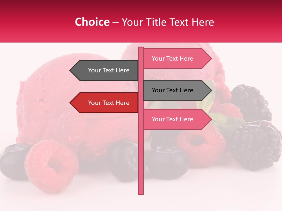 A Scoop Of Ice Cream Surrounded By Berries And Raspberries PowerPoint Template