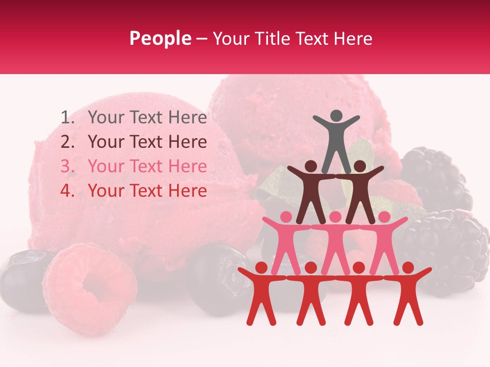 A Scoop Of Ice Cream Surrounded By Berries And Raspberries PowerPoint Template