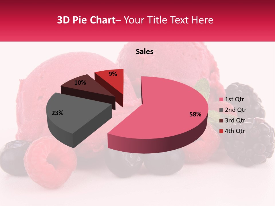 A Scoop Of Ice Cream Surrounded By Berries And Raspberries PowerPoint Template