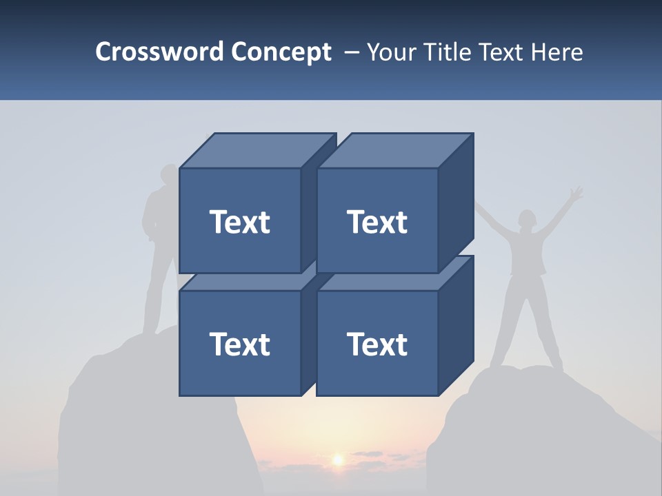 Two People Standing On Top Of A Mountain With Their Arms In The Air PowerPoint Template
