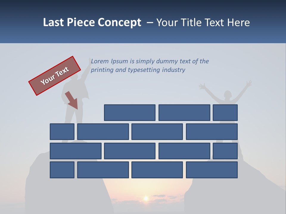 Two People Standing On Top Of A Mountain With Their Arms In The Air PowerPoint Template