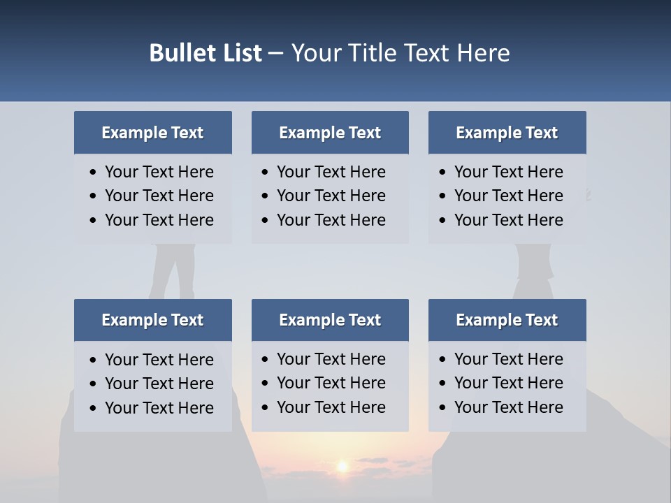 Two People Standing On Top Of A Mountain With Their Arms In The Air PowerPoint Template